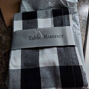 Buffalo check print table runner  new in package 14x72 black n white